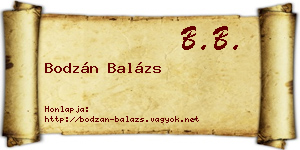 Bodzán Balázs névjegykártya